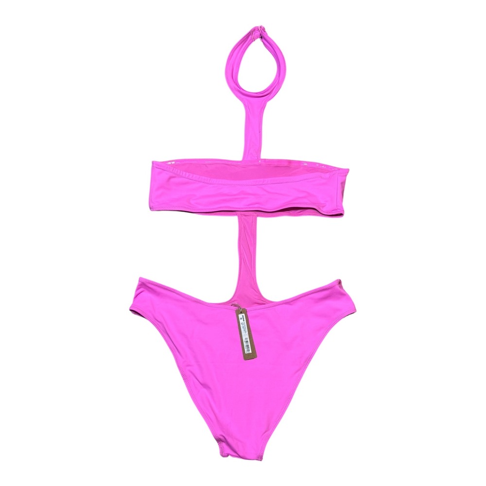 SKIMS Recycled Swim Cut Out Halter Monokini Taffy Pink Womens Large*SOLD OUT - Picture 5 of 8